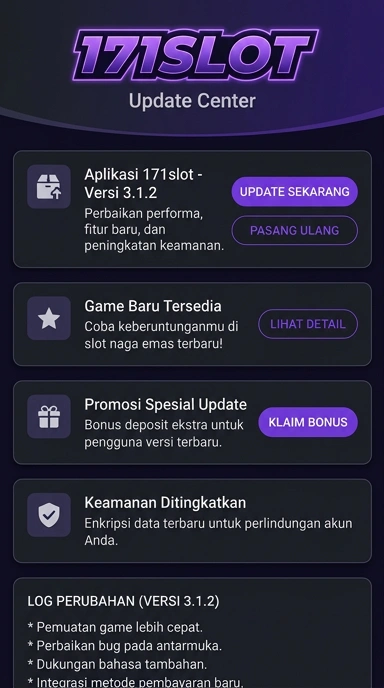 Tampilan riwayat versi 171slot