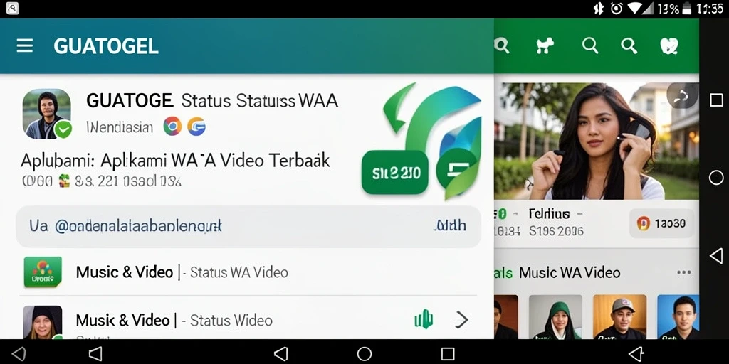 Tampilan antarmuka GUATOGEL untuk pengunduhan video status yang mudah.