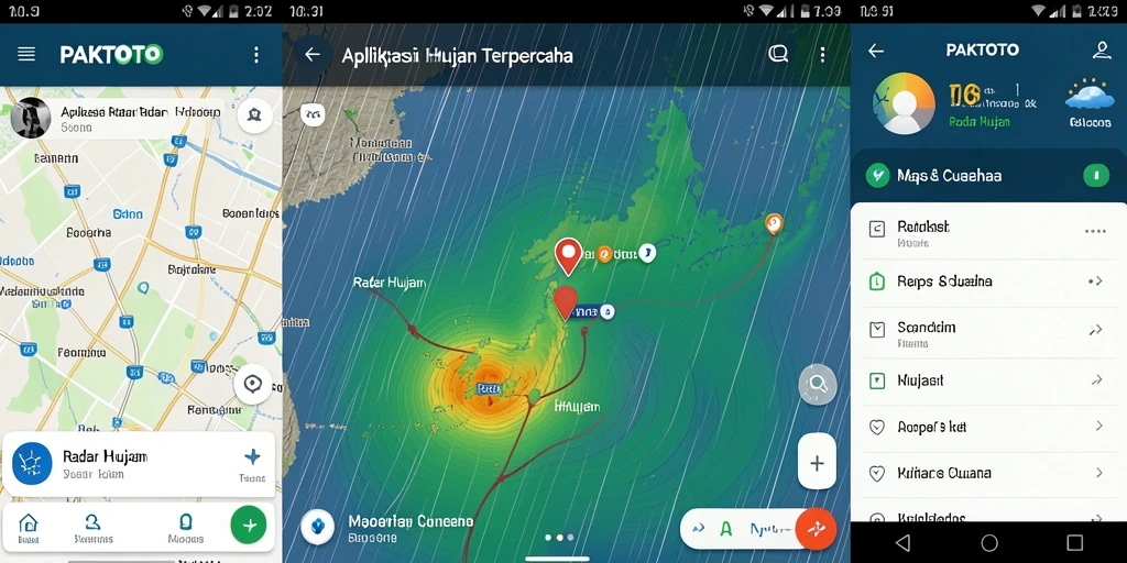 Antarmuka aplikasi Radar Hujan PAKTOTO yang informatif.